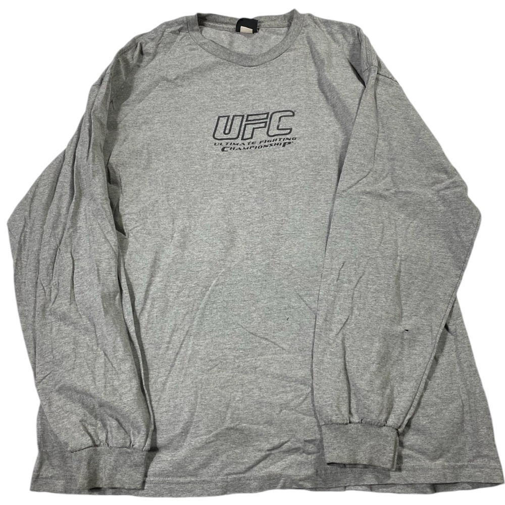 Vintage UFC Men's Grey Long Sleeve Shirt Double Side Print Rare VTG Y2K
